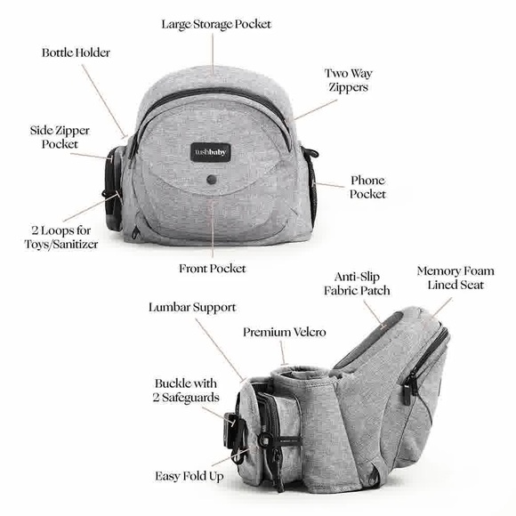 Grey Tushbaby Hip Carrier - Picture 2 of 13